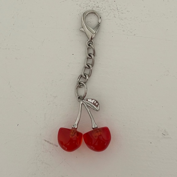 Double Purse Wristlet with Cherry Bag Charm - Dual Yoga Keychain Pouch - Picture 8 of 14